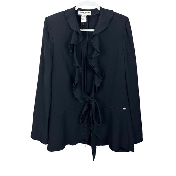 Sonia Rykiel Paris Black Ruffle Collar Blazer - Picture 1 of 9